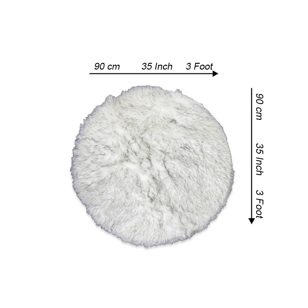 round shape furry rug 90cm grey 1