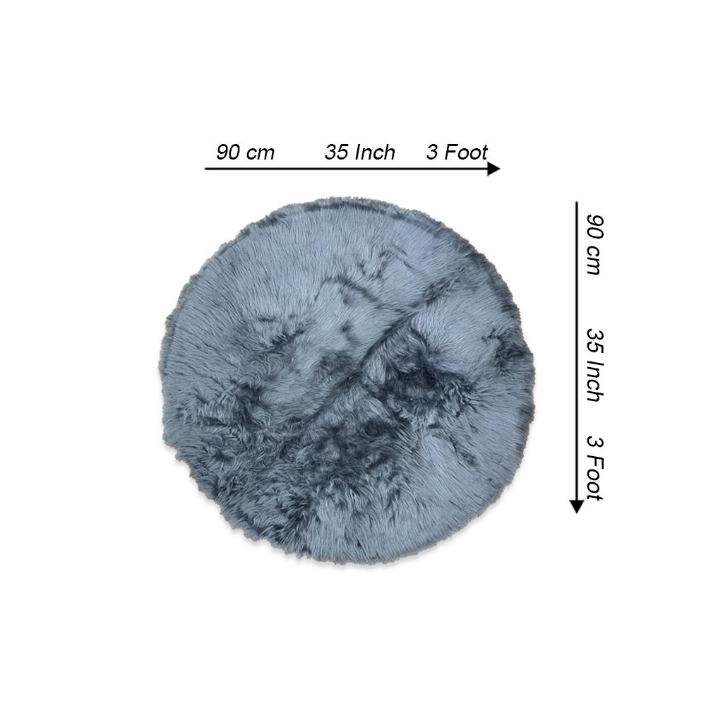 round shape furry rug 90cm grey