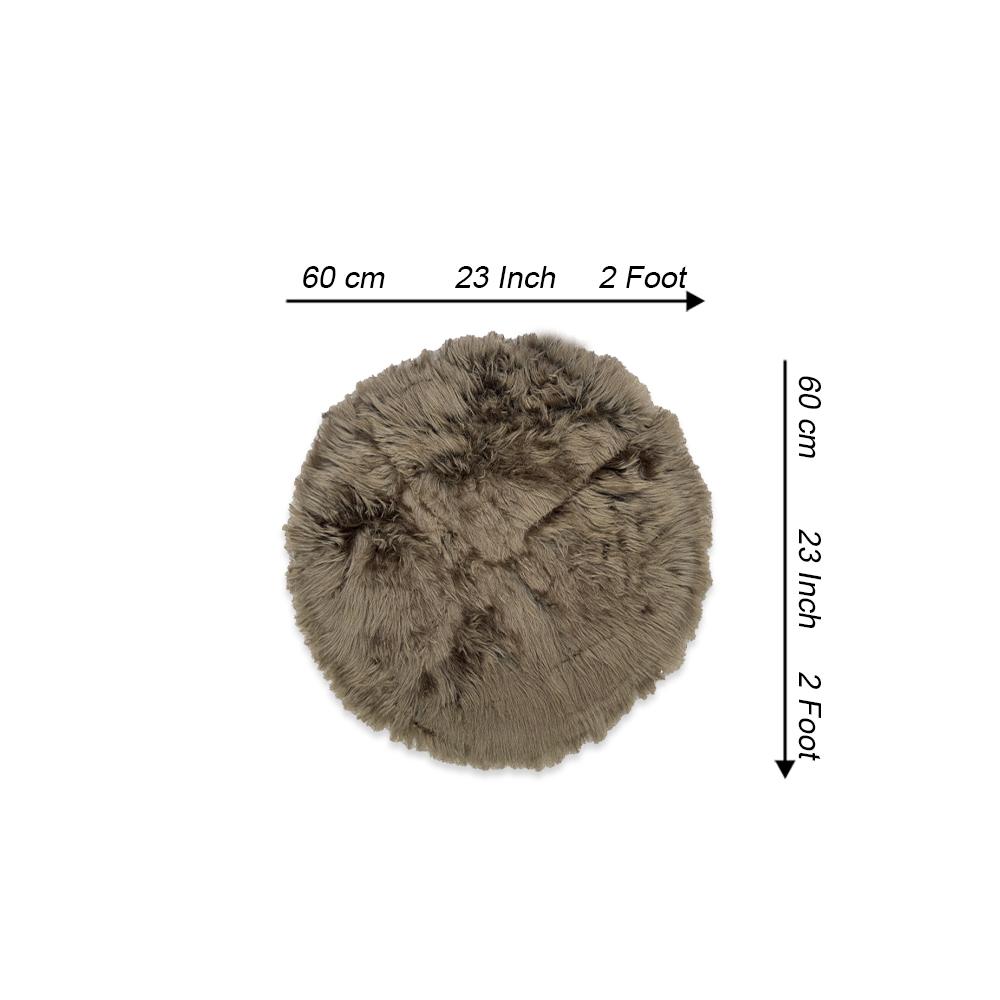 round shape furry rug 60cm brown