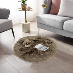 round shape furry rug 60cm brown