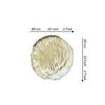 round shape furry rug 60cm golden white