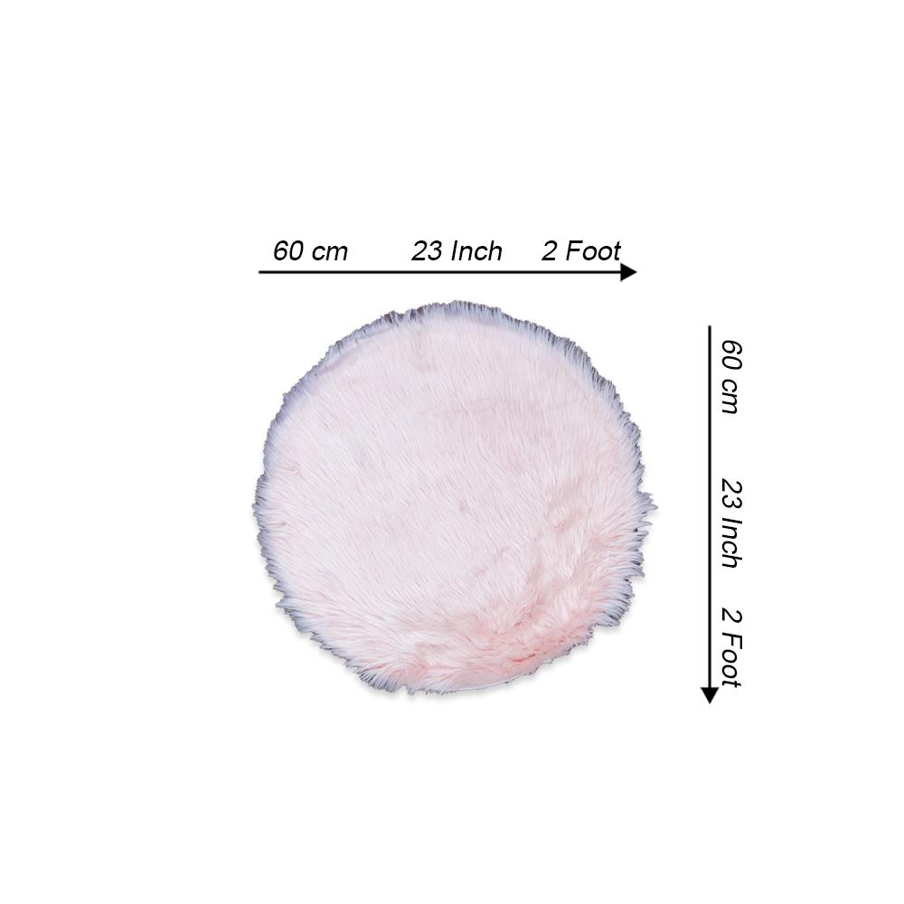 round shape furry rug 60cm pink