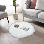 round shape furry rug 60cm white