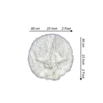 round shape furry rug 60cm white grey