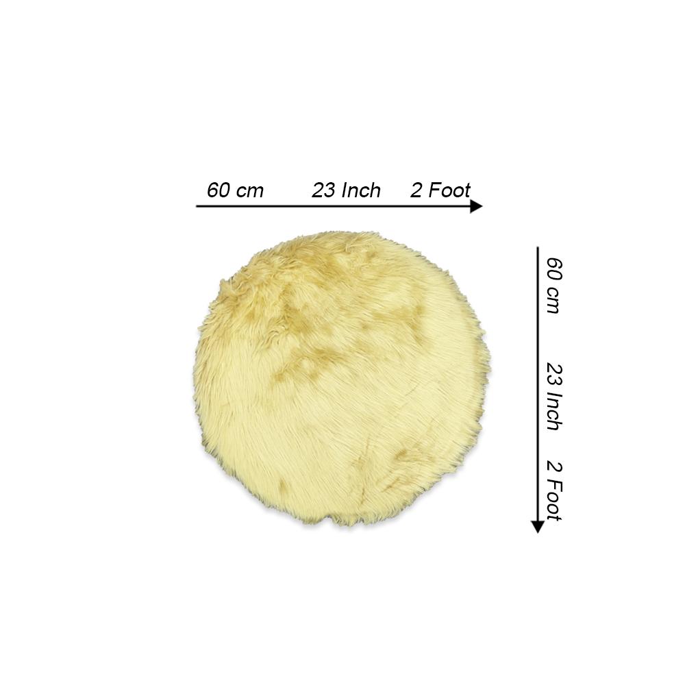 round shape furry rug 60cm yellow