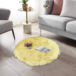 round shape furry rug 60cm yellow