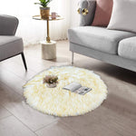 round shape furry rug 60cm yellow white