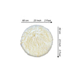 round shape furry rug 60cm yellow white