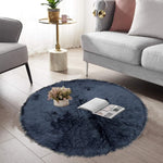 round shape furry rug 90cm black