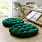 round shape velvet floor cushions pack of 2 emerlad green