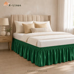 Satin Bed Skirt - Emerald Green