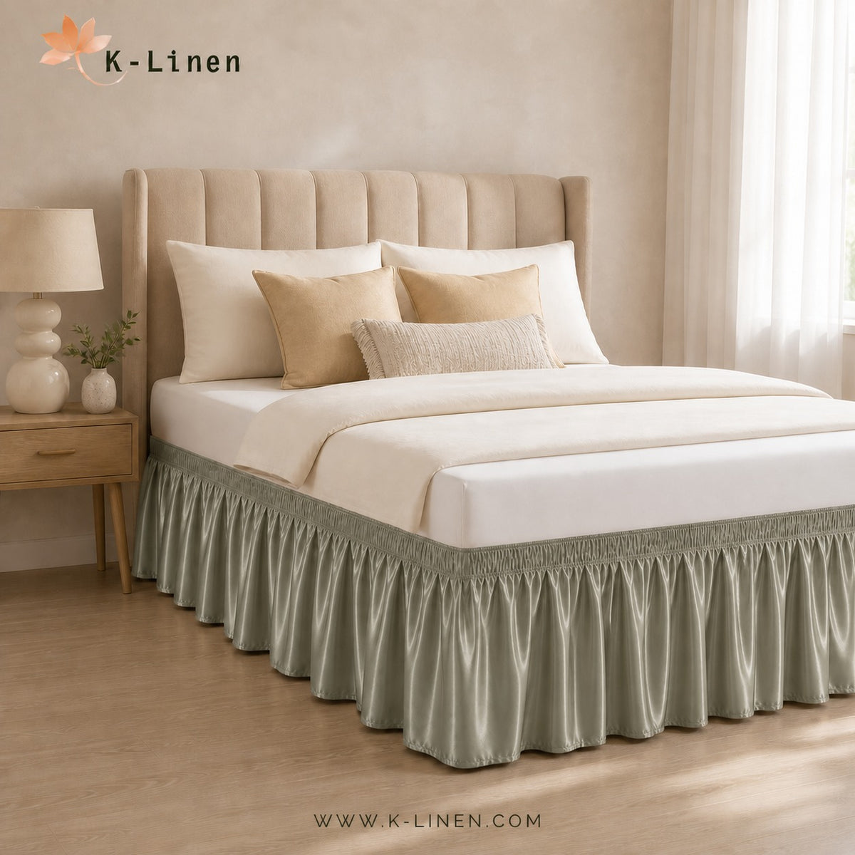 Satin Bed Skirt - Grey