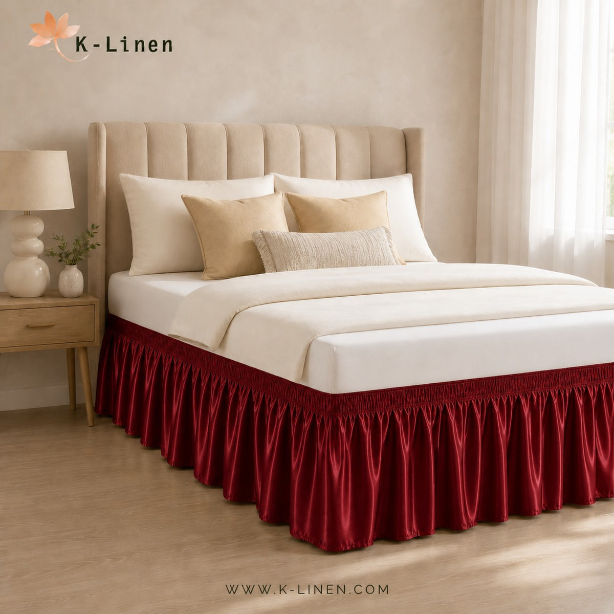 Satin Bed Skirt - Maroon