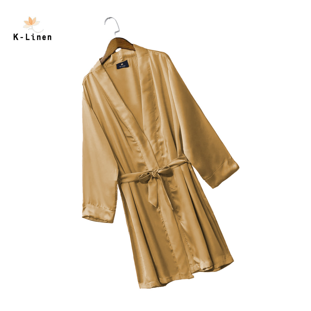 silk satin robe brown