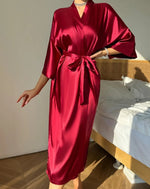 silk satin robe red