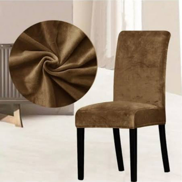 Velvet Dining Chair Covers - Brown