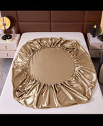 satin silk fitted sheet golden