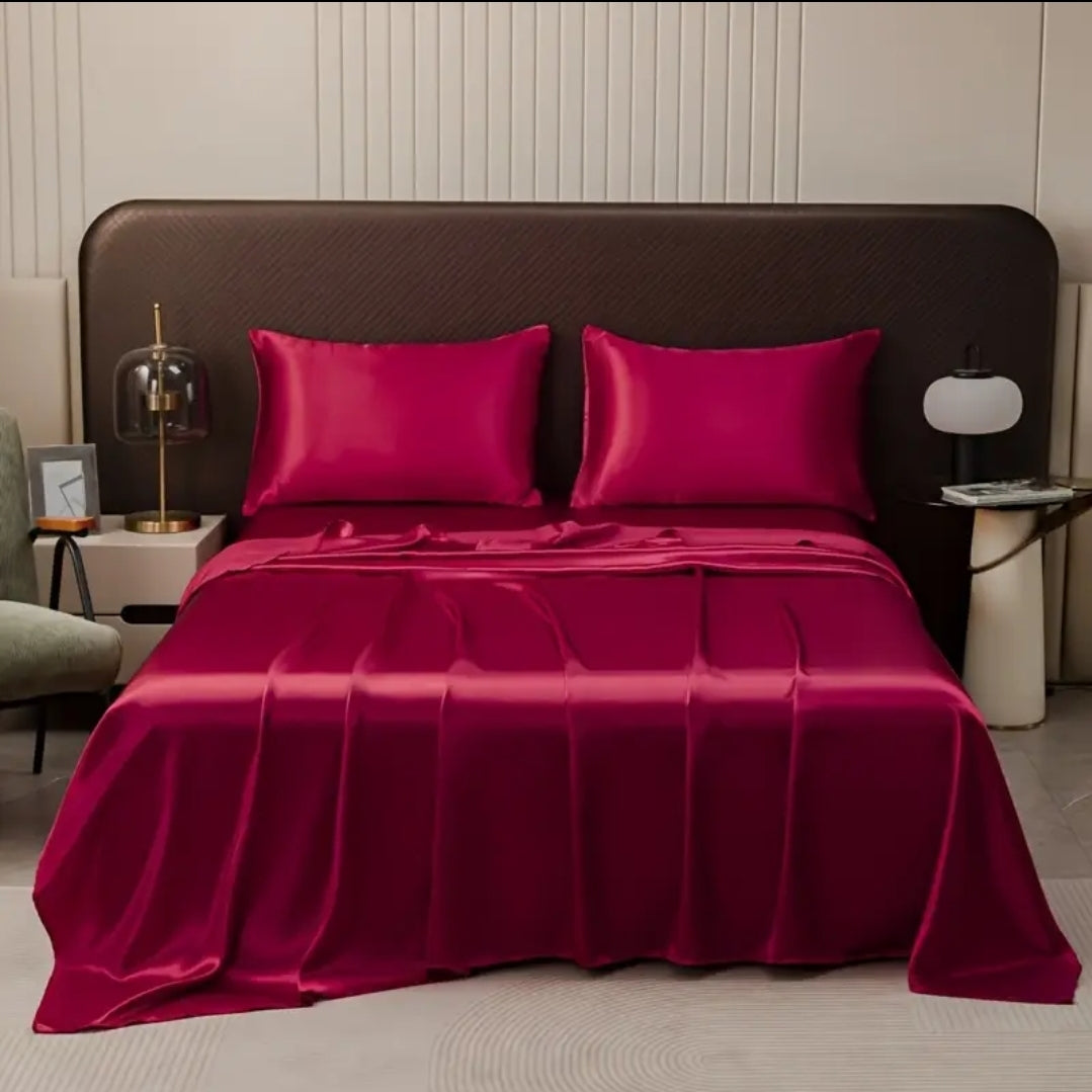 Premium Satin Silk Sheet - Crimson Maroon