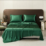 premium satin sheet emerald green