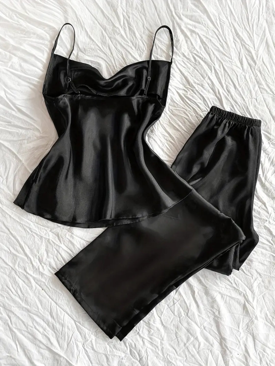 Silk Camisole Suit  - Black