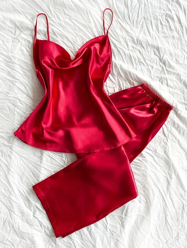 Silk Camisole Suit - Maroon