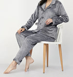 women velvet suite grey suit.