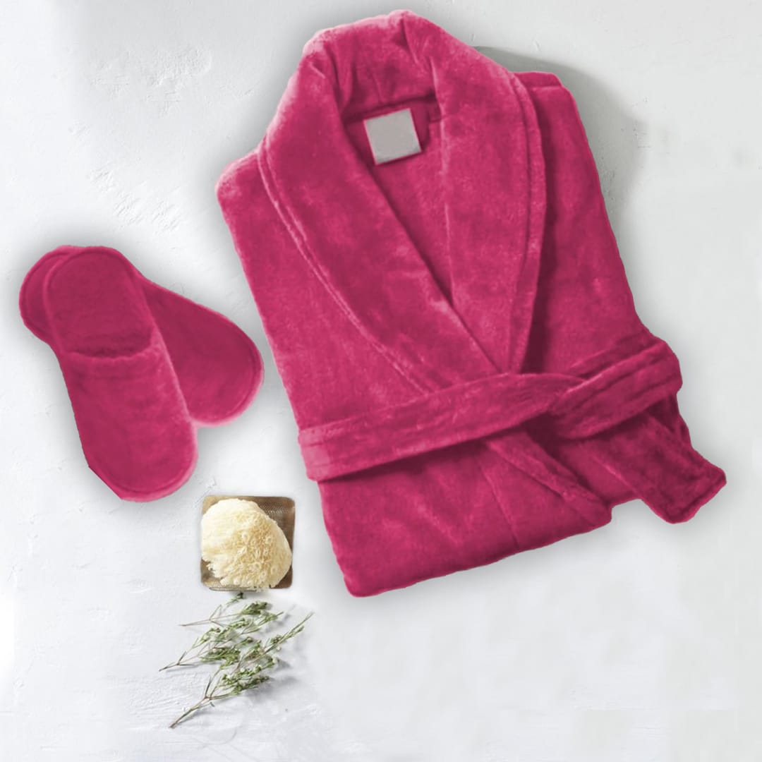 set of 2 velour bathrobes pink