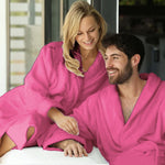set of 2 velour bathrobes pink