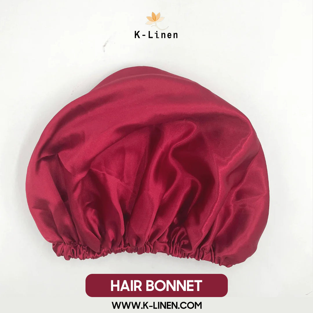 silk hair bonnet maroon