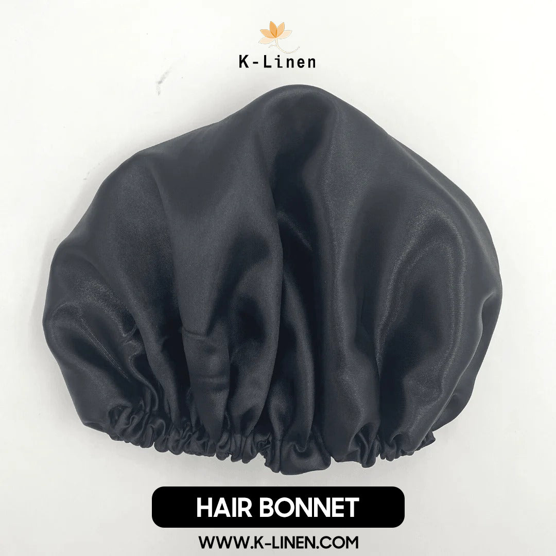 silk hair bonnet black