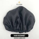 silk hair bonnet black