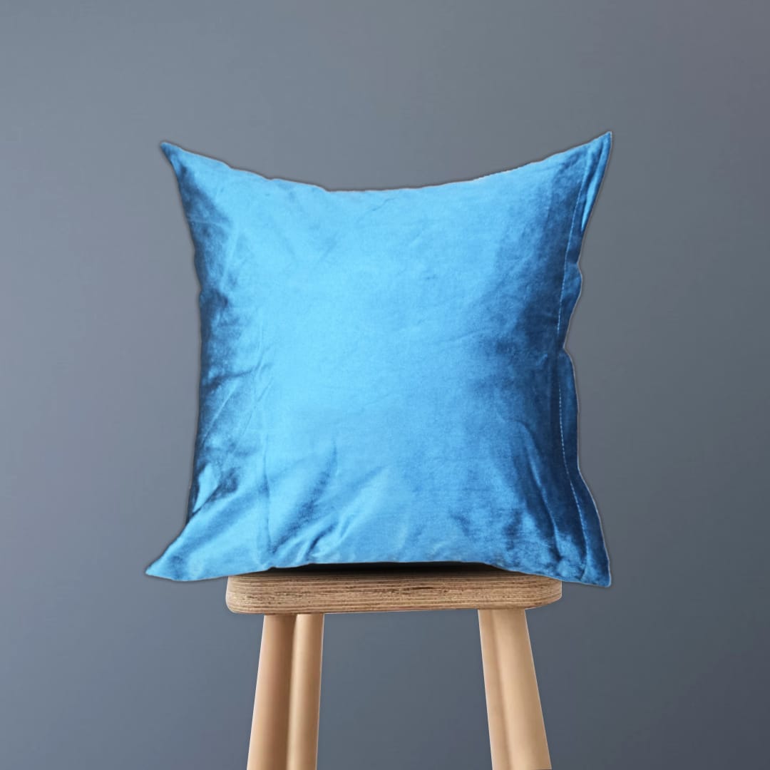 velvet premium cushion cover solid blue cushion cover.