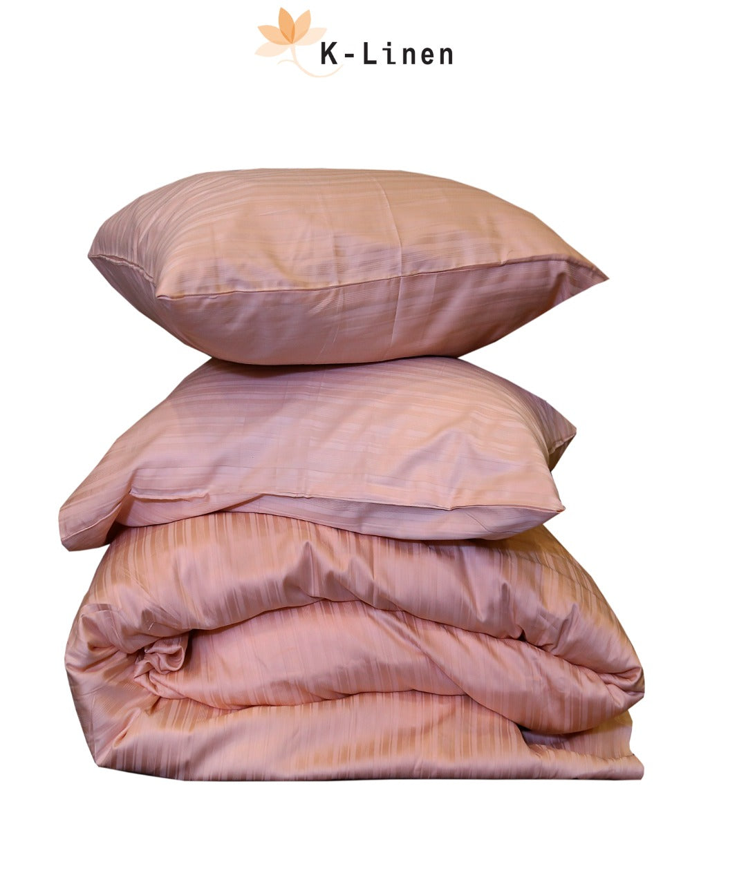 Cotton Satin Stripe Bed Sheet Set-Pink