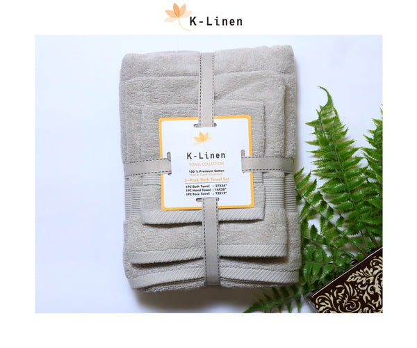 K-Linen Towel Set Collection 3 Pcs - Grey
