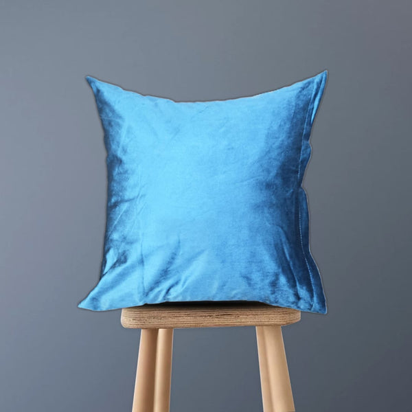 Velvet Premium Cushion Cover - Solid Blue