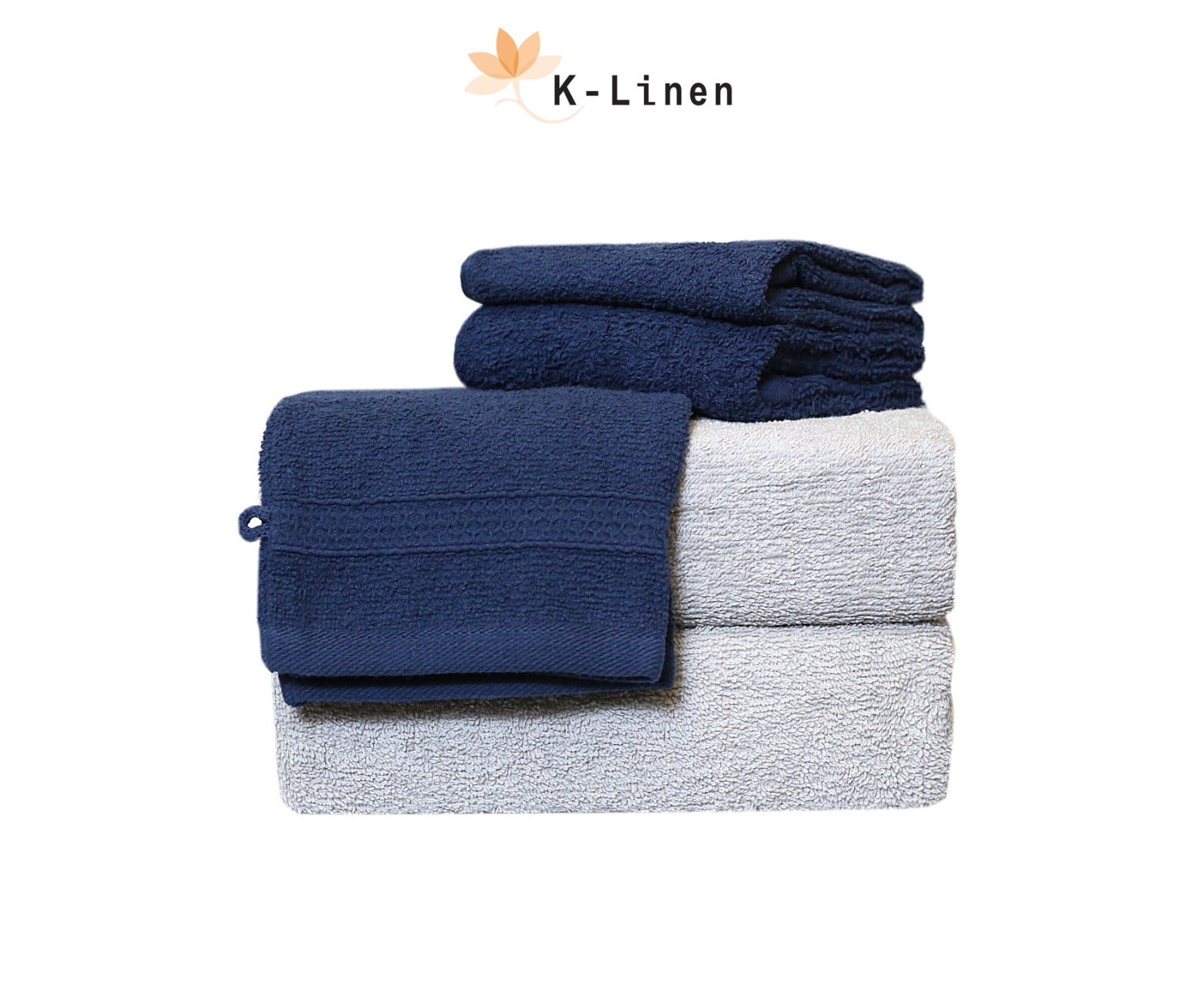 Towel Set 6 Pcs - Grey-Blue