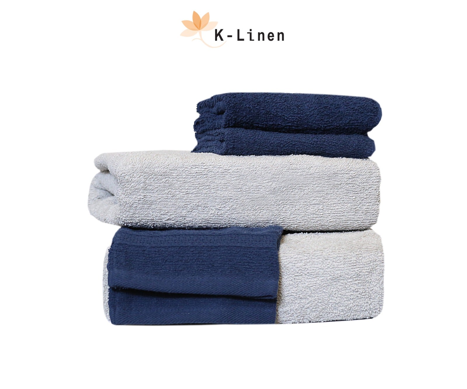 Towel Set 6 Pcs - Grey-Blue