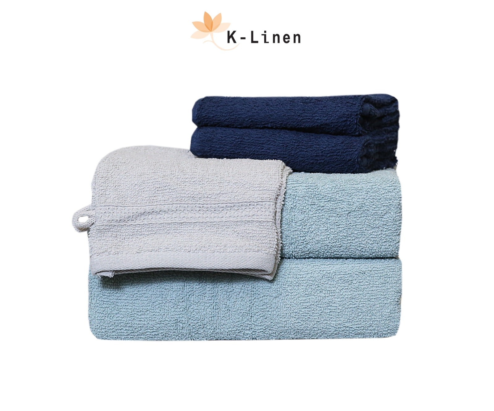 Towel Set 6 Pcs - Aqua-Grey-Blue