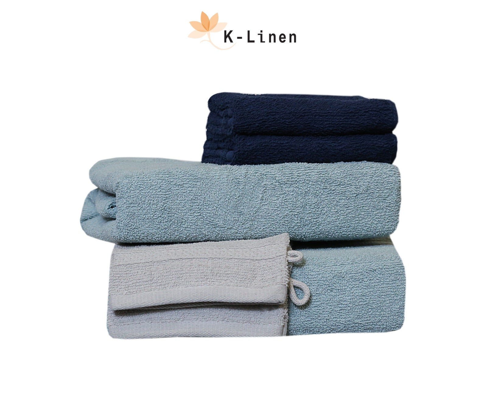 Towel Set 6 Pcs - Aqua-Grey-Blue