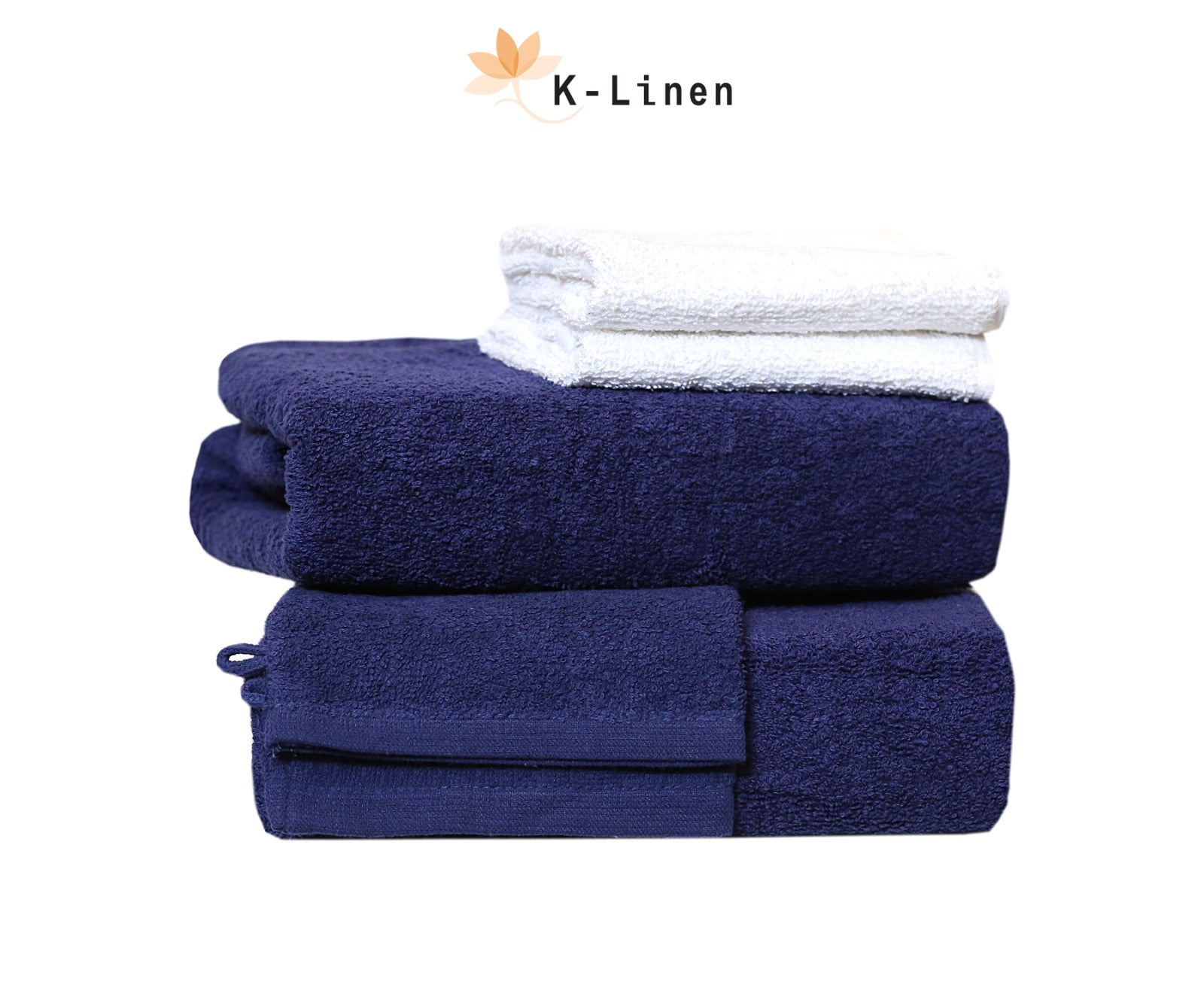 Towel Set 6 Pcs - Blue-White