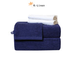 towel set 6 pcs blue white towel.