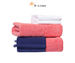 towel set 6 pcs pink blue white towel.