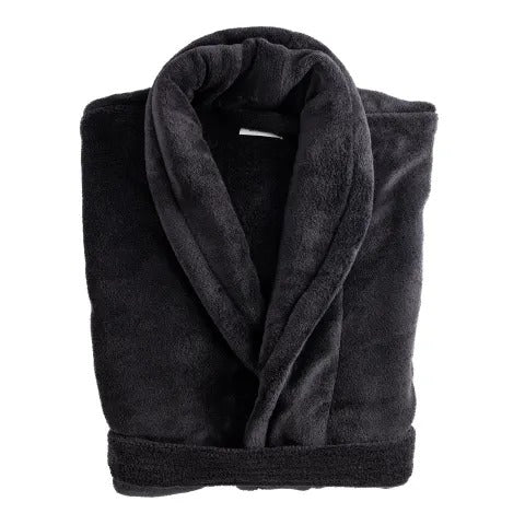 Fluffy Plush Bathrobe - Black