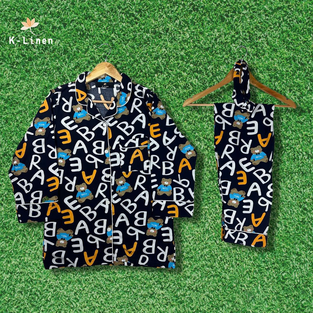 women silk loungewear suite bear love suit.