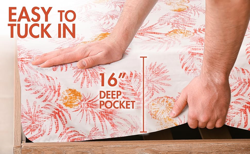 Peachy Floral Printed Fitted Sheet
