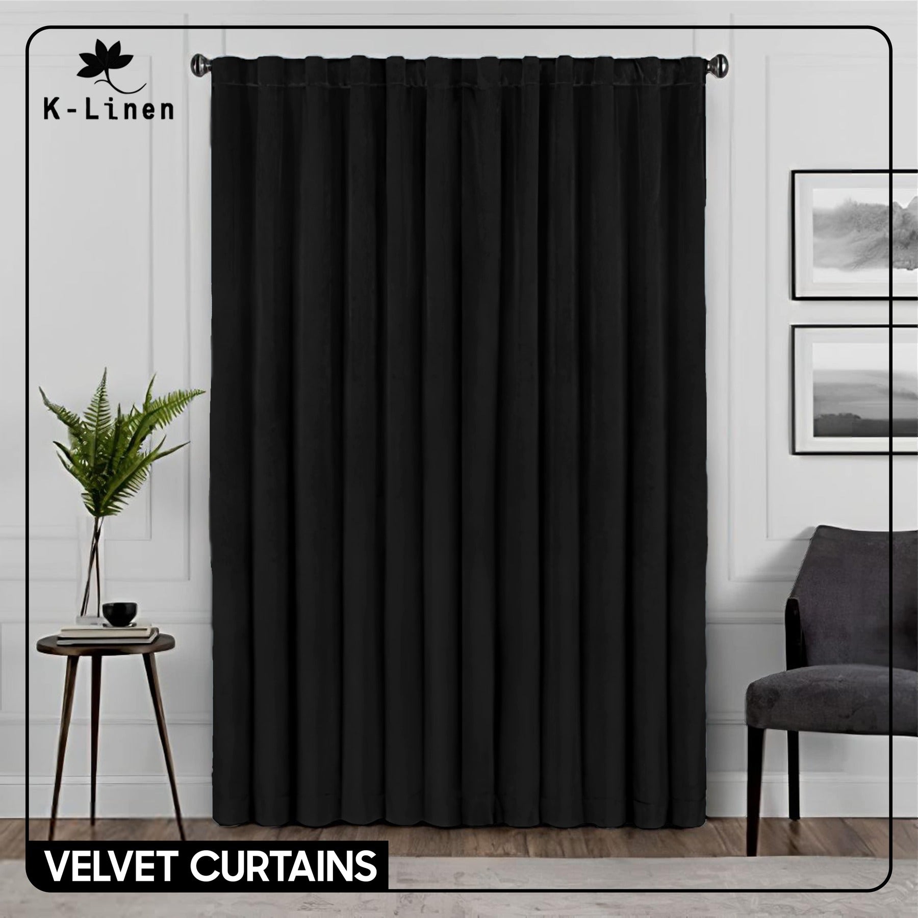 Premium Velvet Curtain  - Black