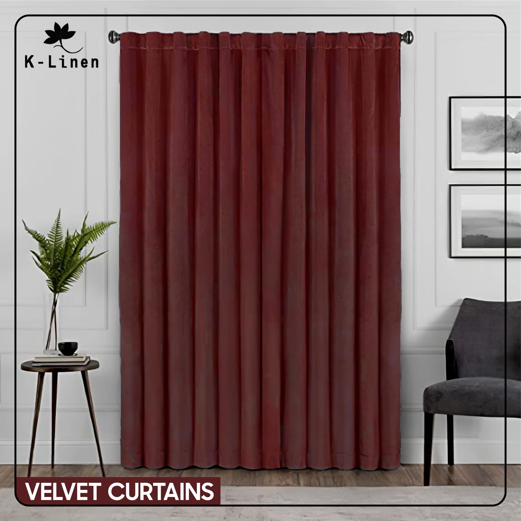 Premium Velvet Curtain - Maroon