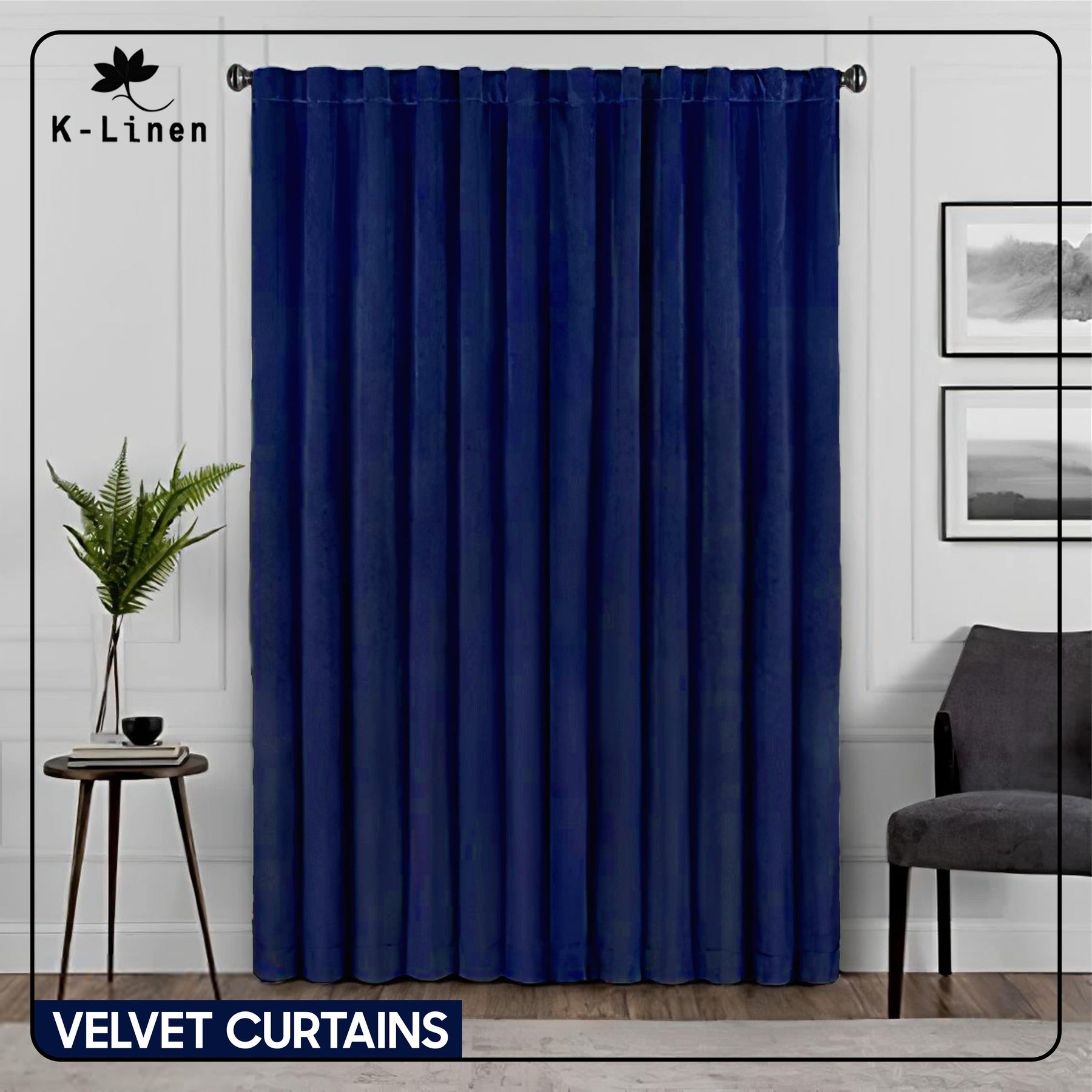 Premium Velvet Curtain - Navy Blue