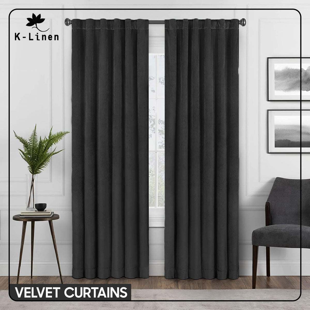 premium velvet curtain pair grey