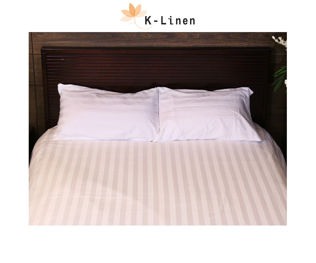 White Satin Stripe Bed Sheet Set